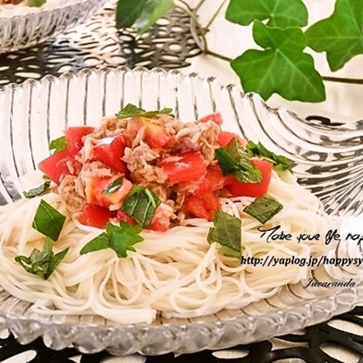 トマトとツナの爽やか☆素麺